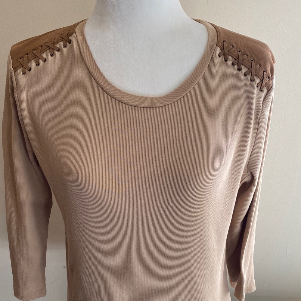 Ralph Lauren Tan Women's Top with Shoulder Detail